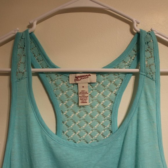 Arizona Jeans Teal Blue Lace Detail Tank Top - Picture 3 of 6